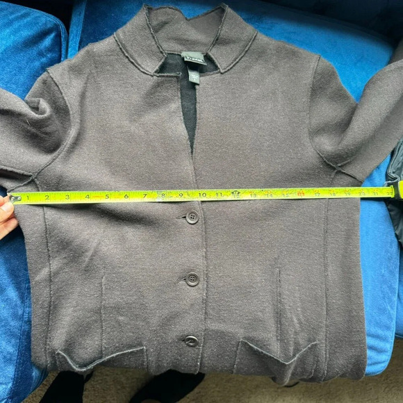 Eileen Fisher 100% Merino Wool Rib Ponte High Collar Jacket Size S,Patch Pocket - Picture 9 of 12